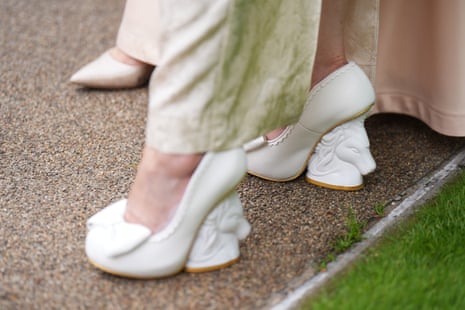 A racegoer’s horse-related shoes connected time 3 of Royal Ascot.
