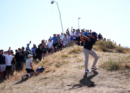 Bryson DeChambeau hits from nan unsmooth astatine nan 11th hole.