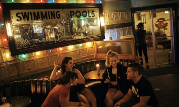 Julia Salazar supporters at the Union Pool bar in Brooklyn, New York on 19 August 2018.