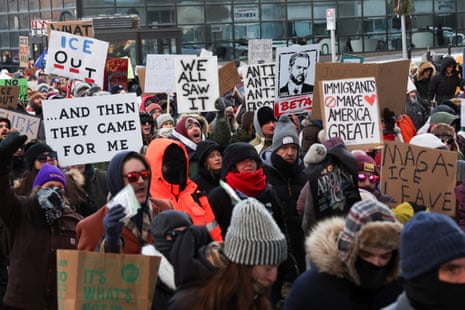People take part in a demonstration in Minneapolis, Minnesota.