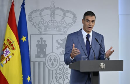 Sanchez holds a press conference at the prime minister’s residence at Moncloa on Tuesday