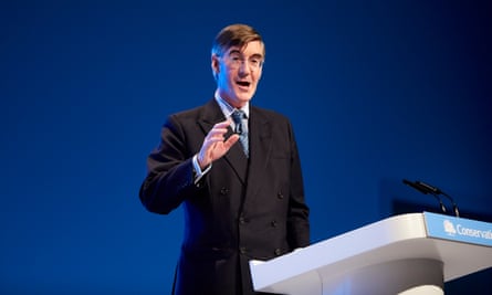 Drowning in his own suit … Jacob Rees-Mogg.