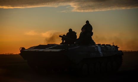 Ukrainian soldiers near the frontline in Ukraine’s northern Kherson region on 7 November.