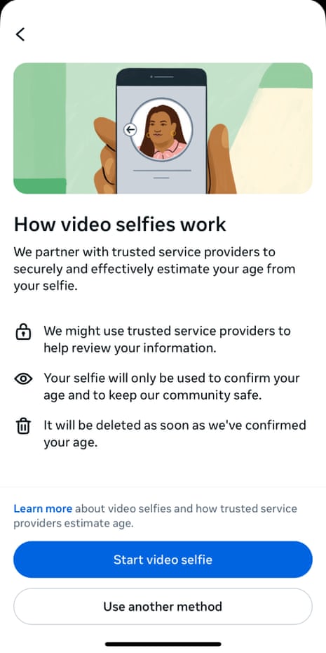 A screenshot showing how video selfies work