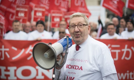Len McCluskey joins workers from the Honda factory in Swindon in a protest against the closure of the factory