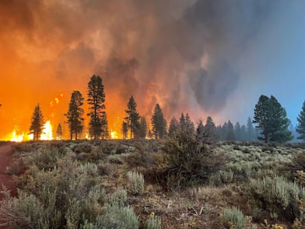 The Bootleg fire burns in southeast Oregon. The wildfire is the largest among many now burning in the West.