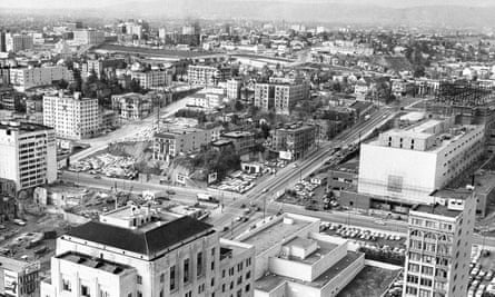 Bunker Hill in 1956 including mansions due to be razed under plans of the Community Redevelopment Agency. They will be replaced by a modern business and residential development