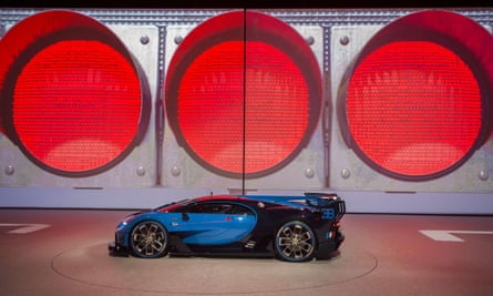 The Bugatti Vision Gran Turismo is presented at the Volkswagen Group Night at the Fraport arena in Frankfurt, September, 2015.