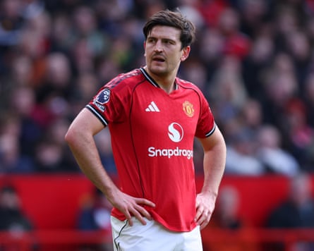 Harry Maguire looks frustrated as he stands with his hands on his hips during Manchester United’s match against Crystal Palace