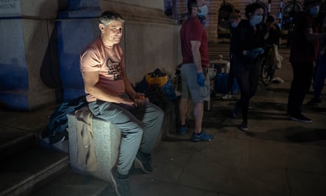 A homeless man in the west end London.