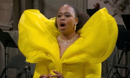 South African soprano Pretty Yende singing at the coronation 