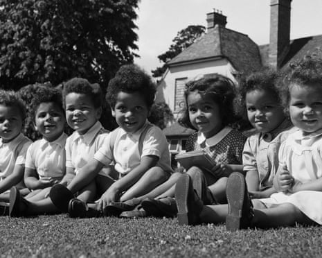 British-born children of African American servicemen in the grounds of Holnicote House, 1948.