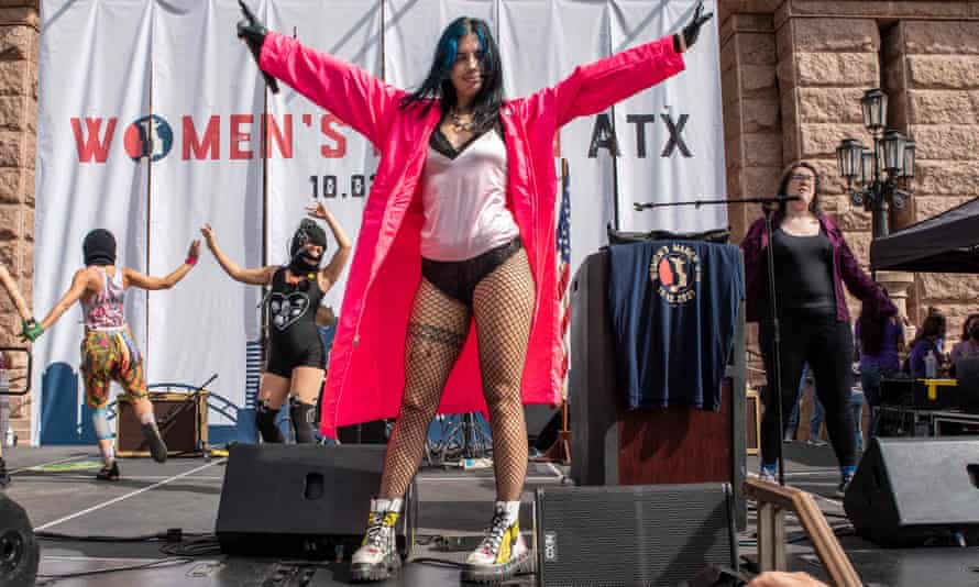 ‘I think Putin is digging his own grave’ … Tolokonnikova performing at the Women’s March and Rally for Abortion Justice in Texas last year.
