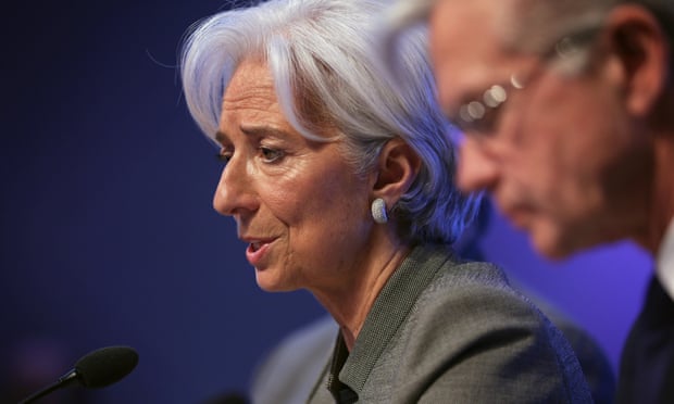 International Monetary Fund Managing Director Christine Lagarde speaking during a news conference in Washington, DC.