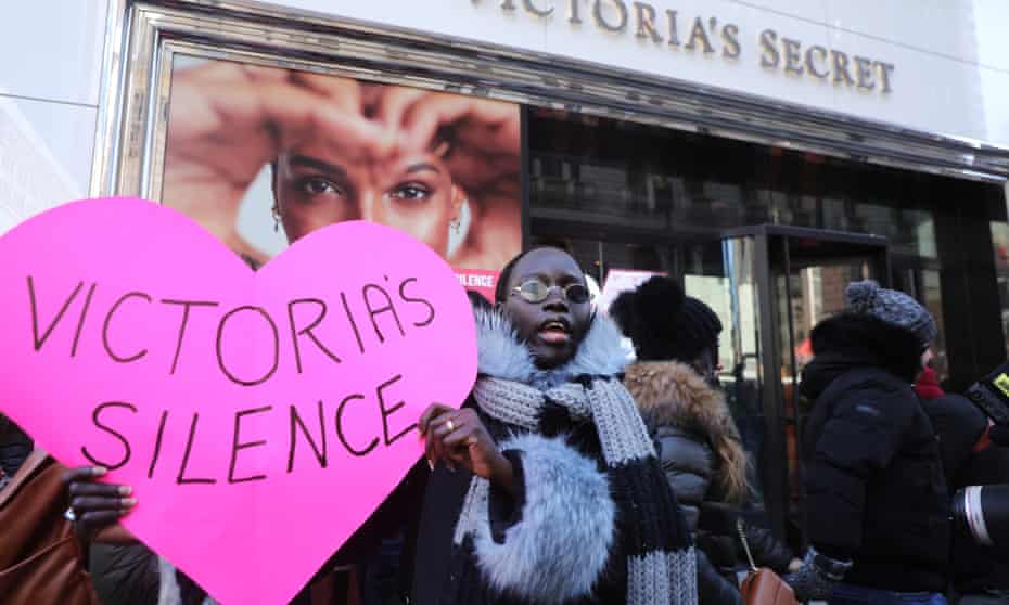 A protest outside Victoria’s Secret this month in New York