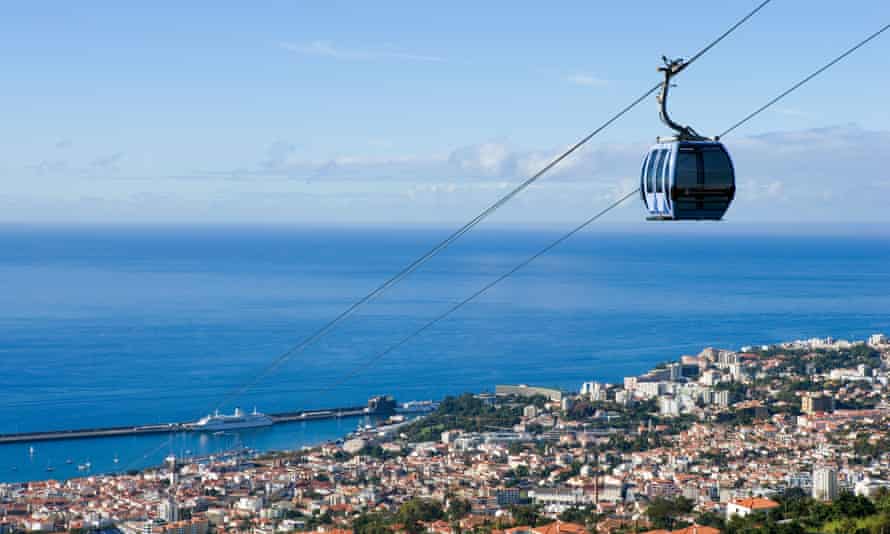 The Monte cable car and Funchal.