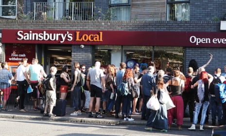 Protesters at the Sainsbury’s Local store in Hackney, east London.
