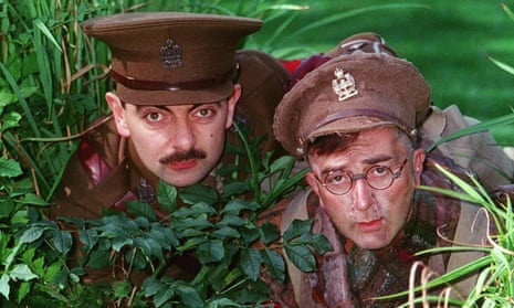 Rowan Atkinson and Tony Robinson in Blackadder, 1989.