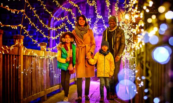 Lightbulb Moments Stately Homes Switch To Festive Festoons Christmas The Guardian Christmas Lights Display Devon 2021