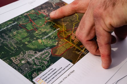 Prince William County Historical Commissioner, Blaine Pearsall, shows how data centers can affect historic sites in Manassas, Virginia.