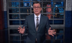 Stephen Colbert: ‘Let’s get straight to it: for only the third time in American history, the House of Representatives voted to impeach a sitting president, Donald J Trump.’