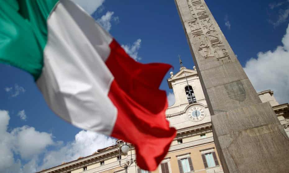 An Italian flag waves in Rome