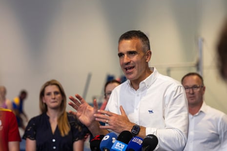 South Australian Premier Peter Malinauskas addresses the media at a recreation centre in southern Adelaide.