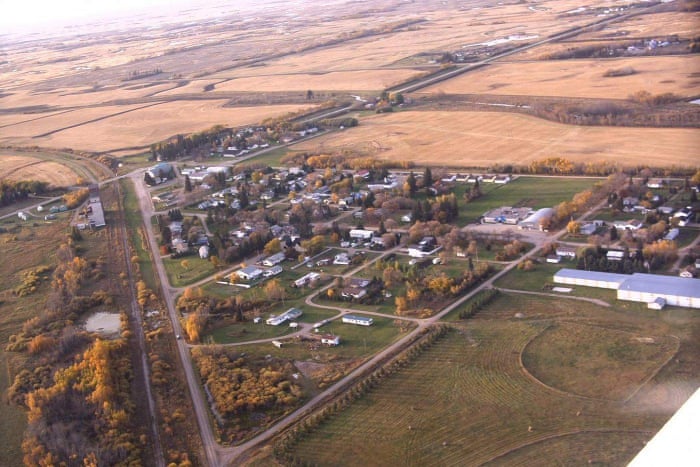 Aerial view of Weldon, Saskatchewan, Canada.