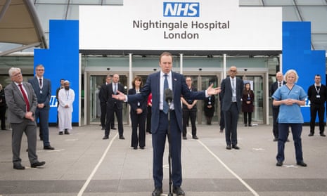 Matt Hancock at the opening of the NHS Nightingale Hospital in London in April. 
