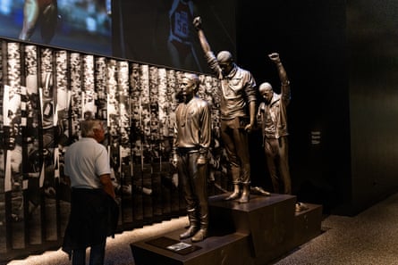 A statue of Olympic medallists Tommie Smith and John Carlos giving a Black power salute is exhibited at the Smithsonian National Museum of African American History and Culture.