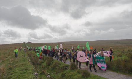 Protesters march across the moor