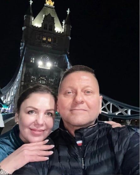 Valerii Zaluzhnyi, with his wife, Olena, on Tower Bridge in London, March 2025.