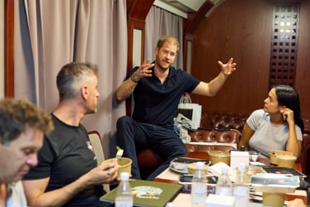 Prince Harry speaks on the train from Poland to Kyiv in Ukraine.