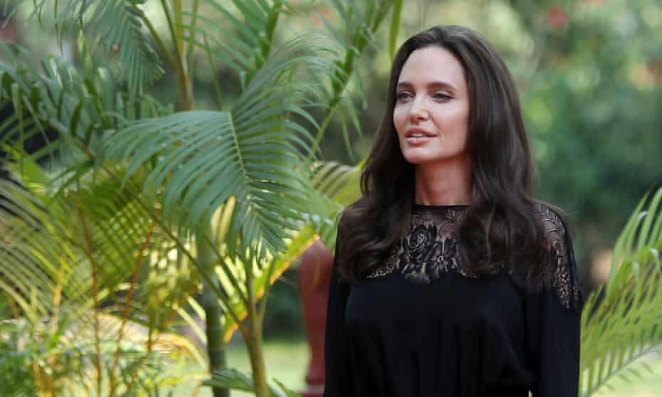 Angelina Jolie arrives for a news conference at a hotel in Siem Reap province, Cambodia.