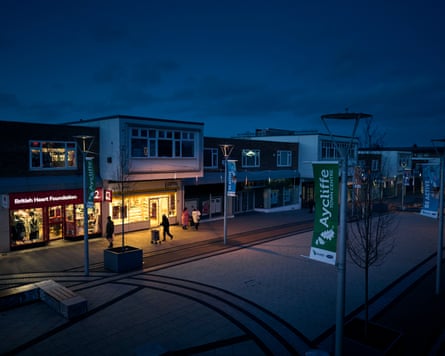 Dark shops lining a high street