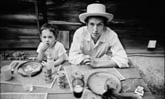 Bob Dylan with son Jesse Dylan outside his home, Woodstock, New York, 1968