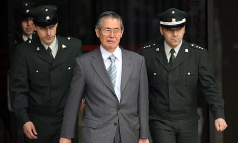 Alberto Fujimori walks out of jail in Santiago after posting bail in May 2006. 