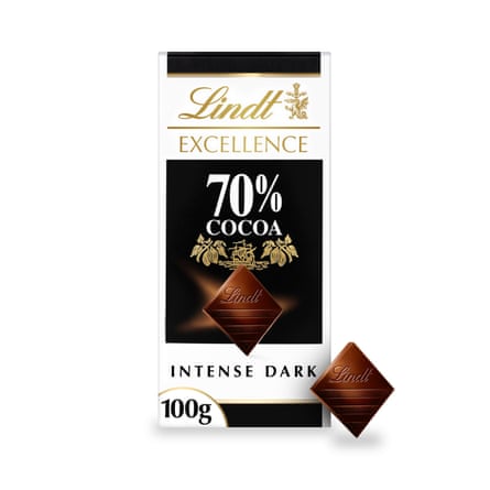 A bar of Lindt Excellence Dark 70% Cocoa Chocolate Bar