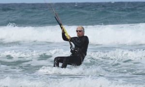 Richard Branson finds kite surfing a relaxing way to escape work pressures.