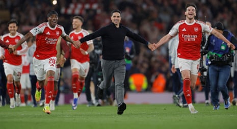 The celebration police were out in force following allegations that Mikel Arteta, his players and Arsenal’s fans were spotted looking pleased after qualifying for their first Champions League final in 20 years.
