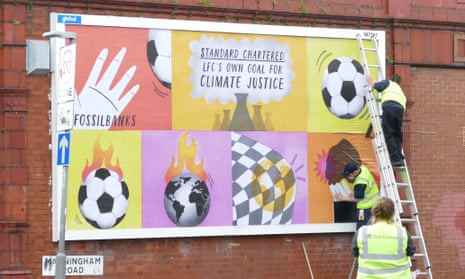 One of the billboard posters being installed in Manningham Road, Liverpool.
