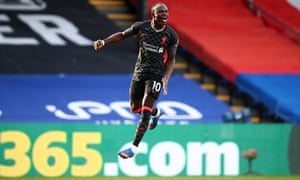 Sadio Mané celebrates scoring Liverpool’s second goal at Crystal Palace