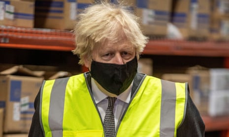 Boris Johnson on a visit to the Oxford BioMedica plant in Oxford, where the AstraZeneca Covid-19 vaccine is being manufactured.