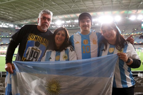 Fans pose for a photo ahead of the International Friendly match between Australia Matildas and Argentina at Marvel Stadium on May 30, 2025 in Melbourne, Australia. (Photo by Kelly Defina/Getty Images)