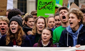 Greta Thunberg (C) at a protest against the climate crisis in Berlin, Germany.