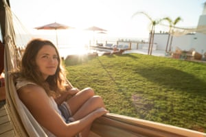 Sarah Marsh in a hammock, Morrooco