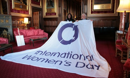 MP Dawn Butler and the Speaker, John Bercow, with the International Women’s Day flag.