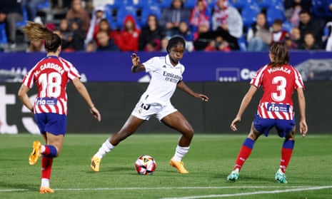 Real Madrid’s Linda Caicedo in action during the Copa de la Reina final against Atlético Madrid in May 2023
