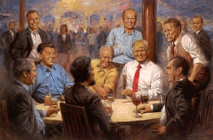 Andy Thomasâs painting of Donald Trump and former Republican presidents. 