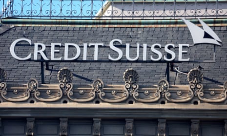 A logo is seen on the headquarters of the Swiss bank Credit Suisse on Paradeplatz in Zurich, Switzerland